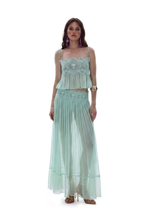 EVE Chiffon Lace Splicing Tie Up Two Piece Skirts Set GKYS-3053-01