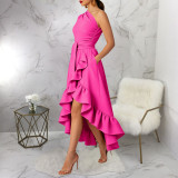 EVE Off Shoulder Ruffles Split Maxi Dress YF-11076