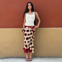 EVE Irregular Polka Dot Print Long Skirt GYME-K6J11415A