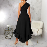 EVE Off Shoulder Ruffles Split Maxi Dress YF-11076