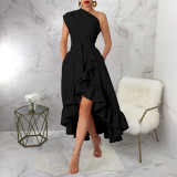 EVE Off Shoulder Ruffles Split Maxi Dress YF-11076