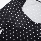 EVE Polka Dot Square Neck Long Sleeve Two Piece Pants Suit GDSF-J26ST305