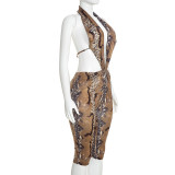 EVE Deep V Neck Print Halterneck Seventh Jumpsuit MXBF-J26JP296