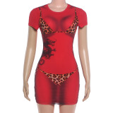 EVE See Through Print Short Sleeve Mini Dress XEF-K6D15964A