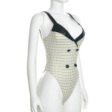 EVE Houndstooth Printed Sling Bodysuit Cloak Set GDSF-Q26ST173