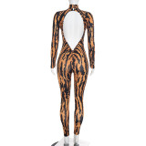 EVE Long Sleeve Print Backless Jumpsuit GDSF-D26JP305