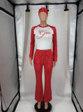 VIP1 Print Long Sleeve Sport Yoga Suit(With Hairband) QXLB-D10290