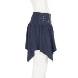 EVE Hot Diamond Rivet Pleated Irregular Skirt GPKJ-MR51250