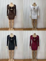 EVE Long Sleeve Solid Color Mini Dress GMYU-11463