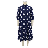 EVE Polka Dot Print 3/4 Sleeve Midi Dress GYLY-11347