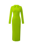 EVE Plus Size Solid Color Long Sleeve Knits Midi Dress ZDF-33555