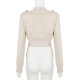 EVE Suede Double-breasted Short Coats GPKJ-MR51036