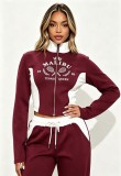 EVE Contrast Color Letter Print Pants Suit GBGF-9026