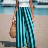 EVE Plus Size Stripe Printed Casual Wide Leg Pants QXLB-XRB-8DYRGN