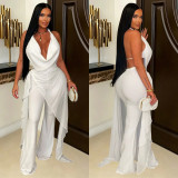 EVE Halterneck Backless Irregular Top Two Piece Pants Set BY-7799