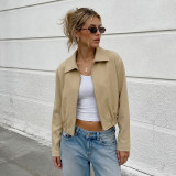 EVE Lapel Neck Zipper Long Sleeve Jackets GPKJ-MR51635