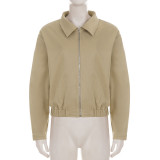 EVE Lapel Neck Zipper Long Sleeve Jackets GPKJ-MR51635