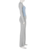 EVE Contrast Color Long Sleeve T Shirt Knits Pant Suit GPKJ-MR51052