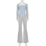 EVE Contrast Color Long Sleeve T Shirt Knits Pant Suit GPKJ-MR51052