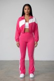 EVE Casual Striped Patchwork Long Sleeve Coat And Pants Two Piece Set SH-391647