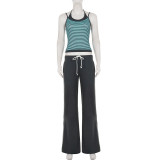 EVE Stripe Sling Tank Top Wide Leg Pants Suit GPKJ-MR51055