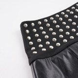EVE Rivet Leather Short Skirt GPKJ-MR50304