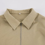 EVE Lapel Neck Zipper Long Sleeve Jackets GPKJ-MR51635
