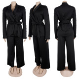 EVE Elegant Beaded Long Sleeve Blazer And Pants Set NY-11305