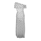 EVE Polka Dot Mesh Slit Maxi Dress AIL-364