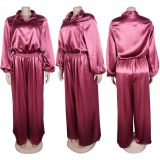 EVE Loose Lantern Sleeve Top Wide-Leg Pants Two Piece Set NY-3953