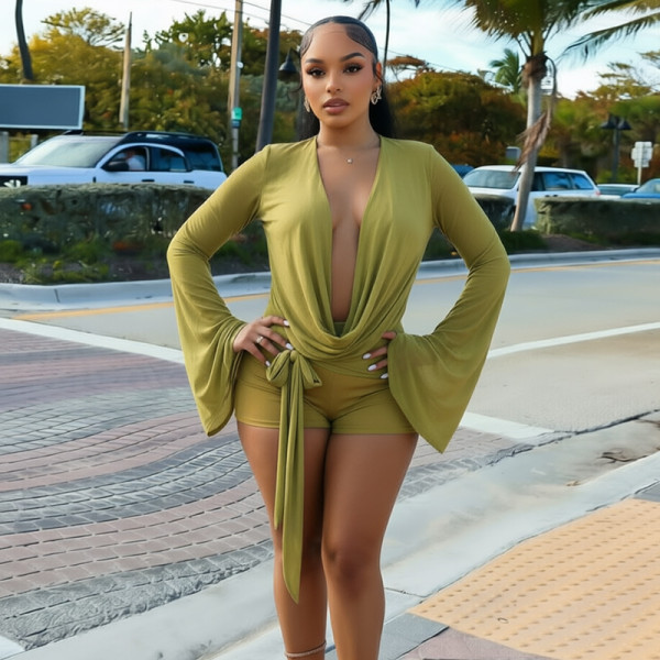 EVE Mesh Long Sleeve Sexy Backless Romper GDSF-D26RP320