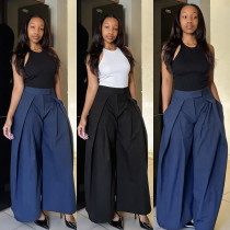EVE Solid Color Press Pleated Wide Leg Pants SH-391665