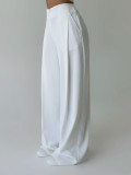 EVE Press Pleated Solid Color Loose Trousers SH-391659