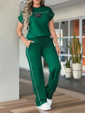 EVE Casual Sport Short Sleeve T Shirt Two Piece Pants Set SH-391664
