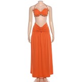 EVE Sexy Halterneck Hollow Out Two Piece Skirts Set DLSF-K6S14529A