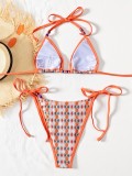 EVE Color Block Backless Print Bikinis Suit CASF-6842
