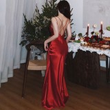 EVE V Neck Backless Split Maxi Dress DLSF-K6D14901A