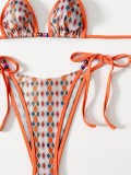 EVE Color Block Backless Print Bikinis Suit CASF-6842