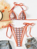 EVE Color Block Backless Print Bikinis Suit CASF-6842