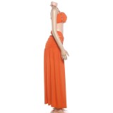 EVE Sexy Halterneck Hollow Out Two Piece Skirts Set DLSF-K6S14529A