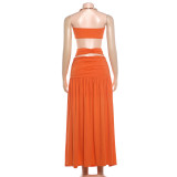 EVE Sexy Halterneck Hollow Out Two Piece Skirts Set DLSF-K6S14529A