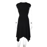 EVE V Neck Sleeveless Irregular Midi Dress LJSF-D6722241H