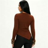 EVE Solid Color Irregular Long Sleeve Sweater GDSF-J26TP398