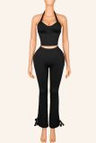 EVE Deep V Neck Halterneck Two Piece Pants Set YWXS-K26L2711