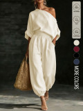 EVE Slash Neck Off Shoulder Two Piece Pants Set GSRX-990