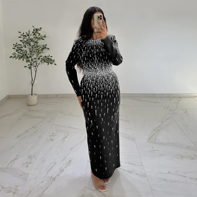EVE Hot Diamond Long Sleeve Maxi Dress BY-7767