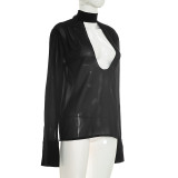 EVE Solid Color Chiffon Long Sleeve Top GSBW-Y26TP286