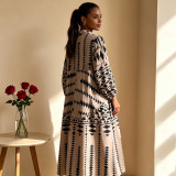 EVE Plus Size Print Long Sleeve Maxi Dress QMZF-1877