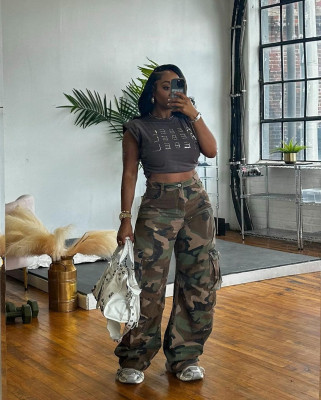 EVE Camouflage Printed Loose Straight Pants LSD-2612