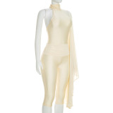 EVE Single Shoulder Long Sleeve Backless Seventh Jumpsuit GDSF-J26JP392